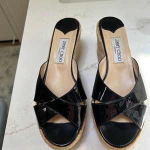 Jimmy Choo Black Patent Platform Espadrilles - 40 - EUC!!!